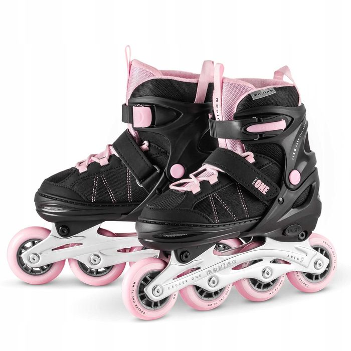 Nowe Rolki Regulowane Damskie Czarno Różowe  R. 38-41