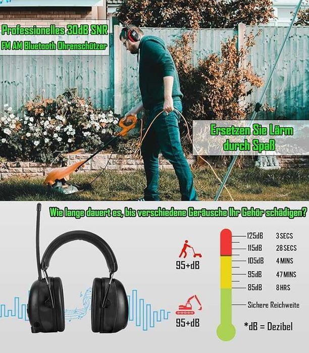 PROHEAR 033 nauszniki z Bluetooth, radio FM,mikrofon i redukcja hałasu