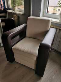 Fotel kremowy-brązowy