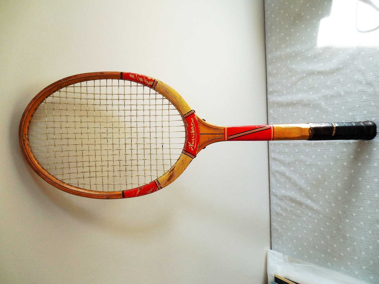 Stara rakieta drewniana do tenisa GDR Hurrikan vintage retro