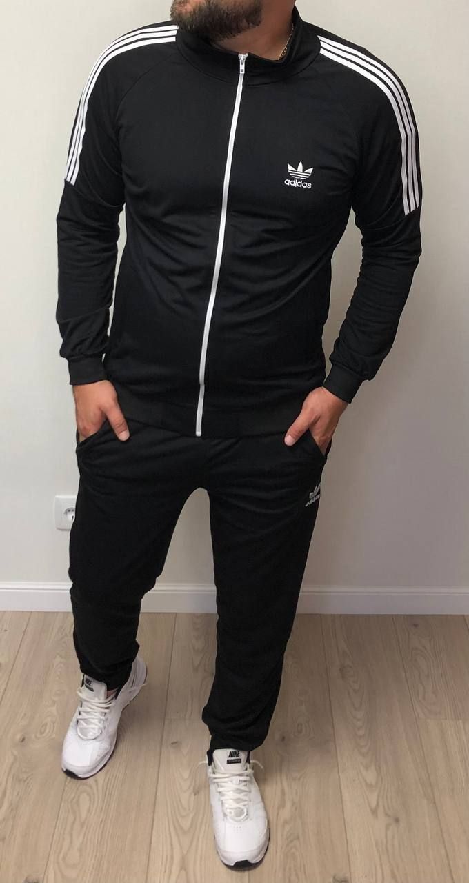 Лёгкий спортивный костюм Adidas Адидас чёрный мужской S-2XL