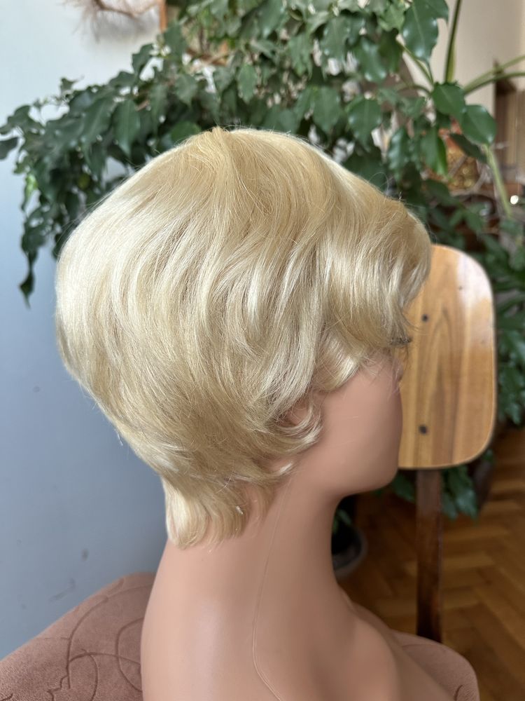 Piekna blond jasna peruka wlosy 100% naturalne ludzkie