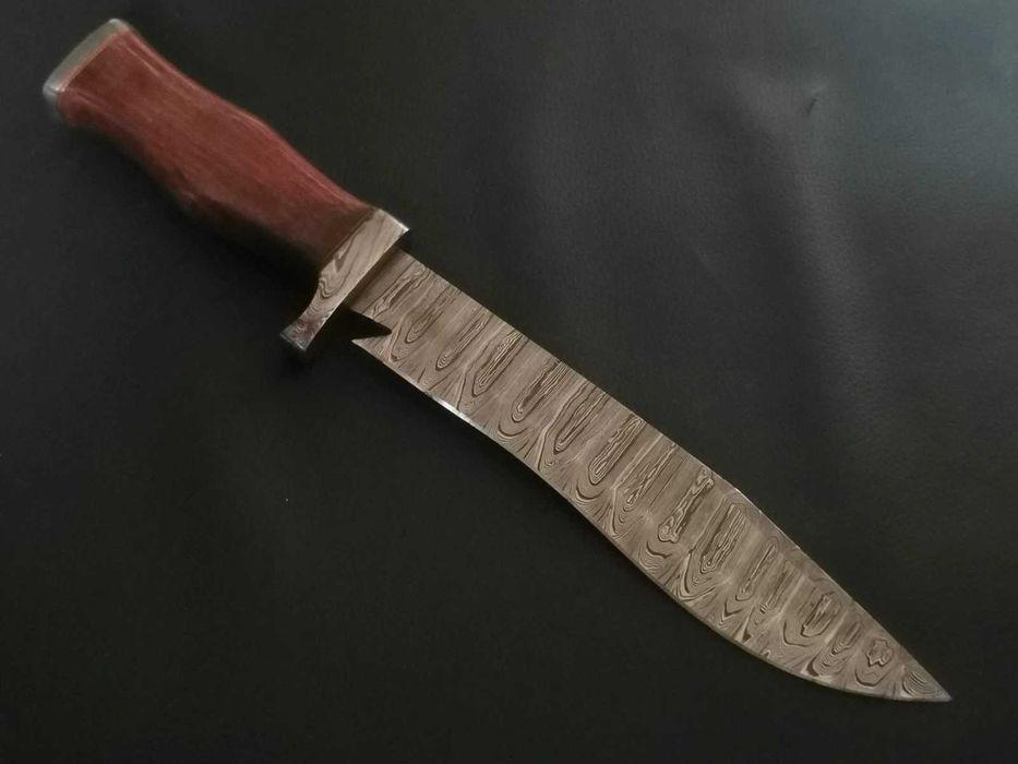 NÓŻ DAMAST BOWIE myśliwski 36cm. STAL DAMASCEŃSKA kuty ręcznie