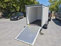 Wynajem Nowa przyczepa CARGO furgon z rampą 750kg, motocykle, kosiarki