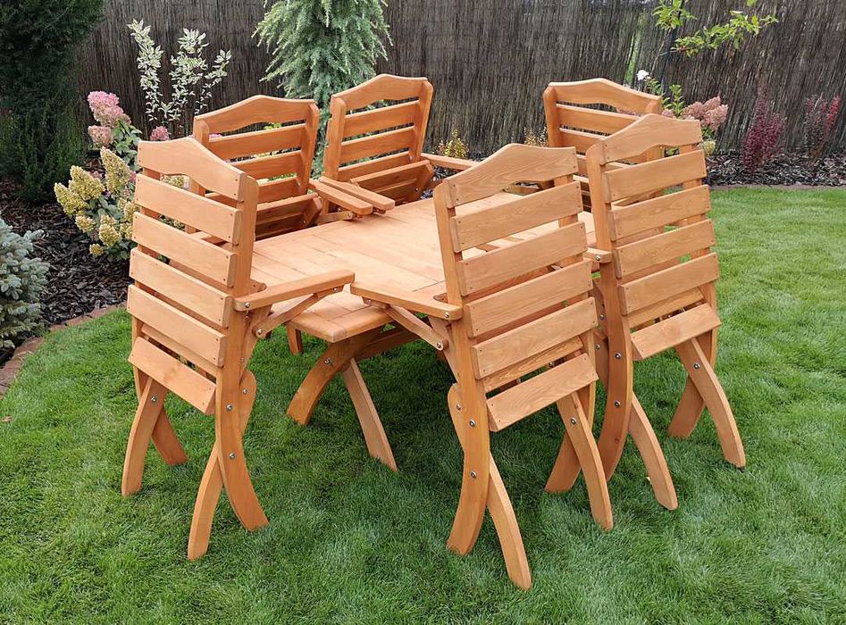 Meble ogrodowe drewniane tarasowe składane komplet typ T