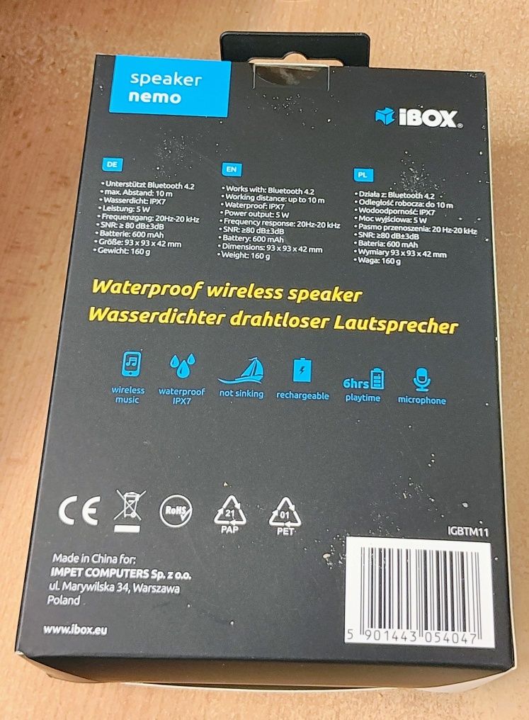Głośnik Bluetooth iBOX nemo nowy