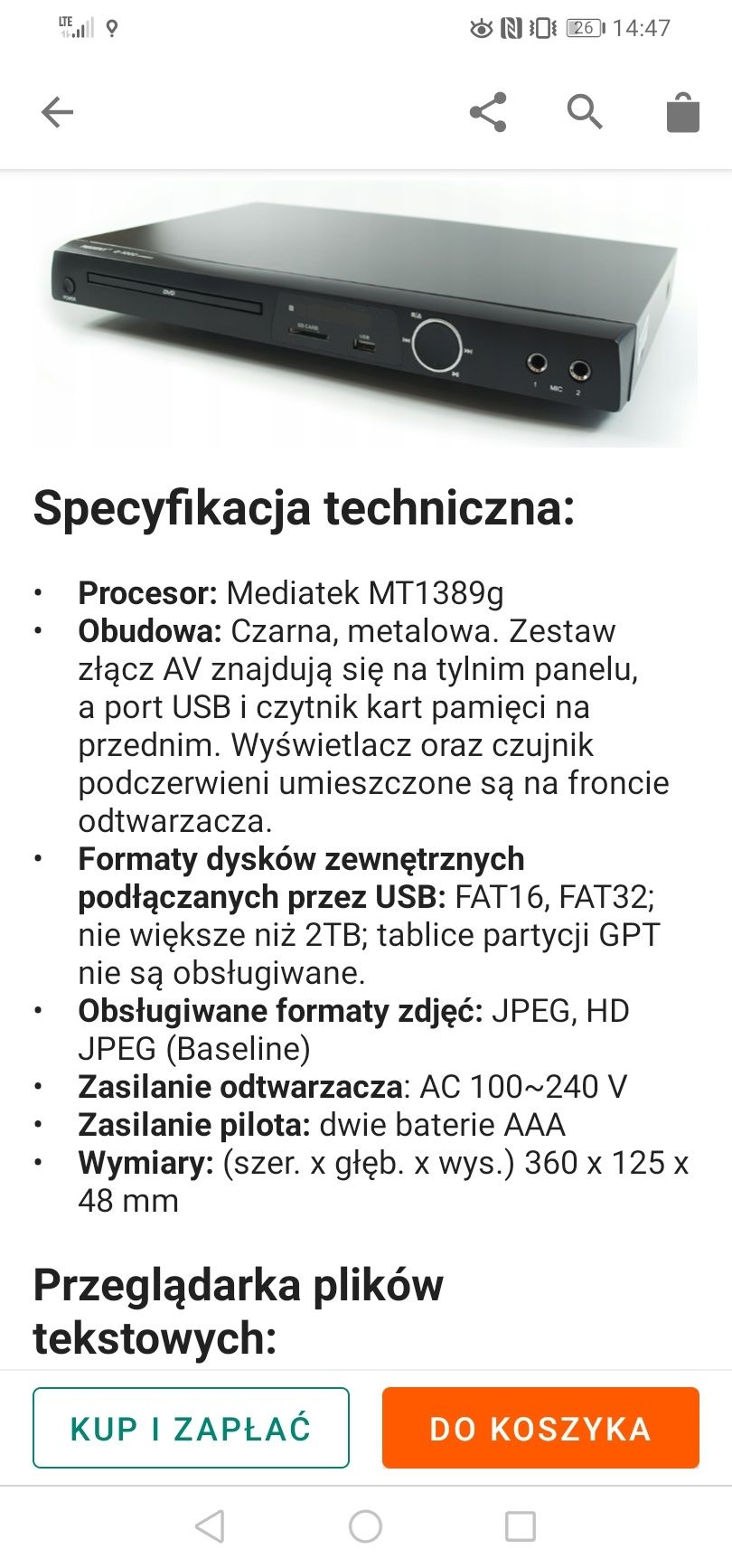 Odtwarzacz płyt DVD/CD