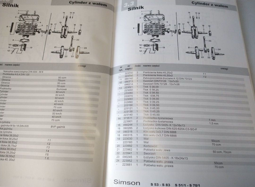 Książka katalog części Simson S51 S70 S53