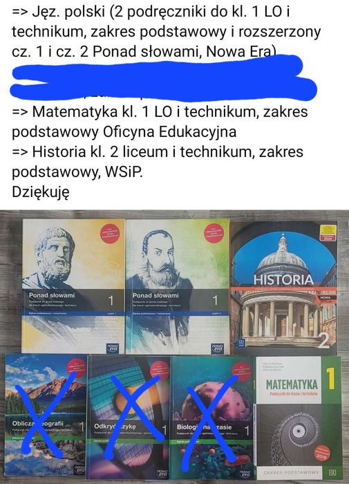 Podręczniki do kl. 1 i 2 - LO i technikum - po 20 zł każdy