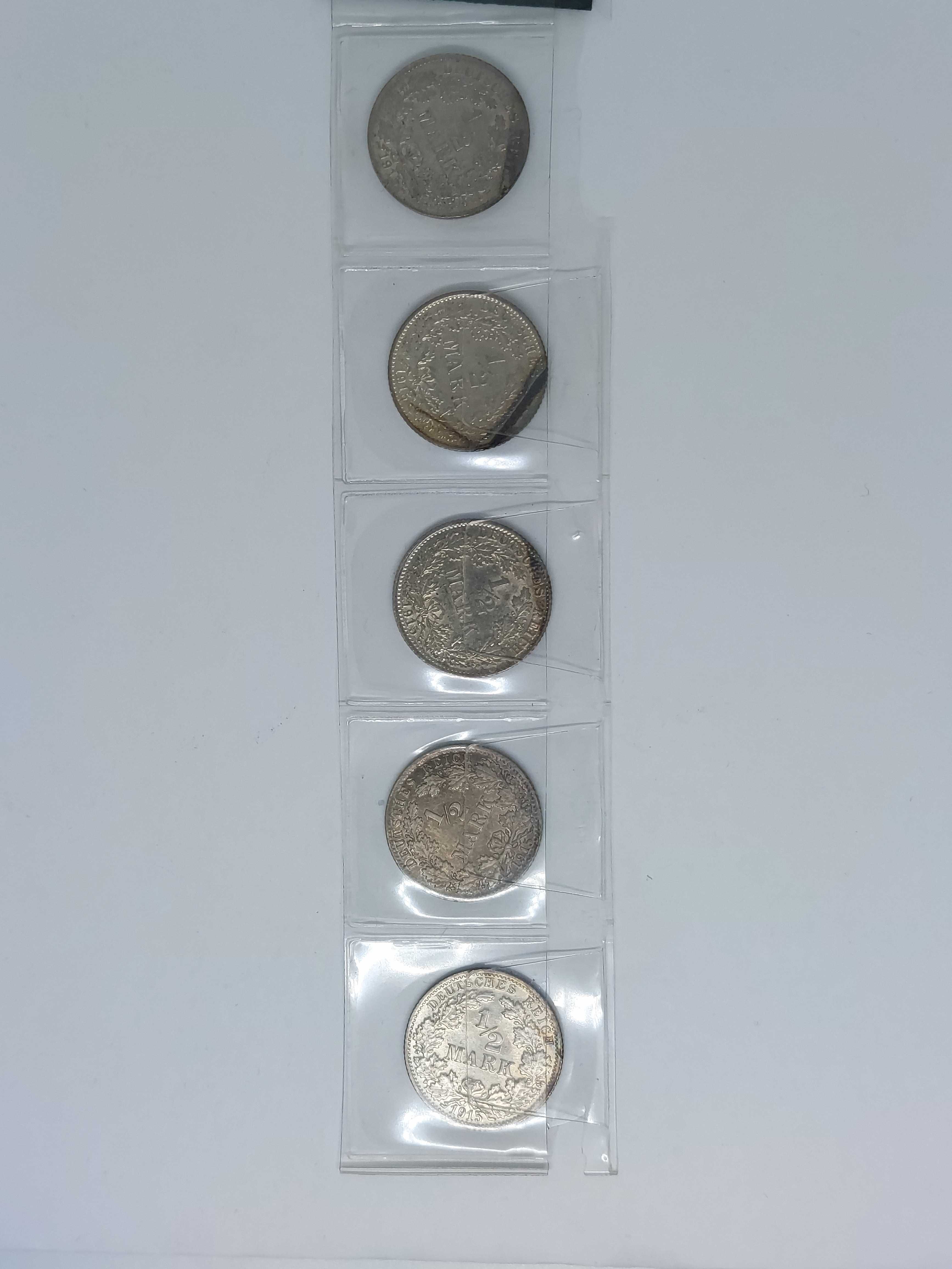 Srebrne monety 1/2 marki 1915r. Zestaw
