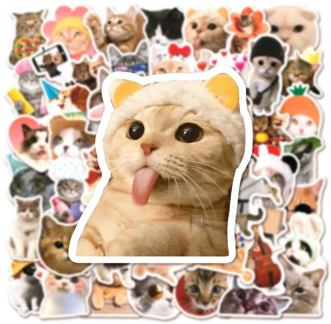 Виниловые наклейки коты мемные стикеры стикерпак котики мемы милые