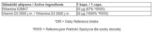 Witamina D3 z K2 7Nutrition Vitamin D3+K2MK7 - 120 kapsułek wegańskich