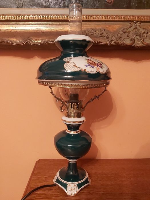Piękna angielska lampka nocna porcelanowa XXw.