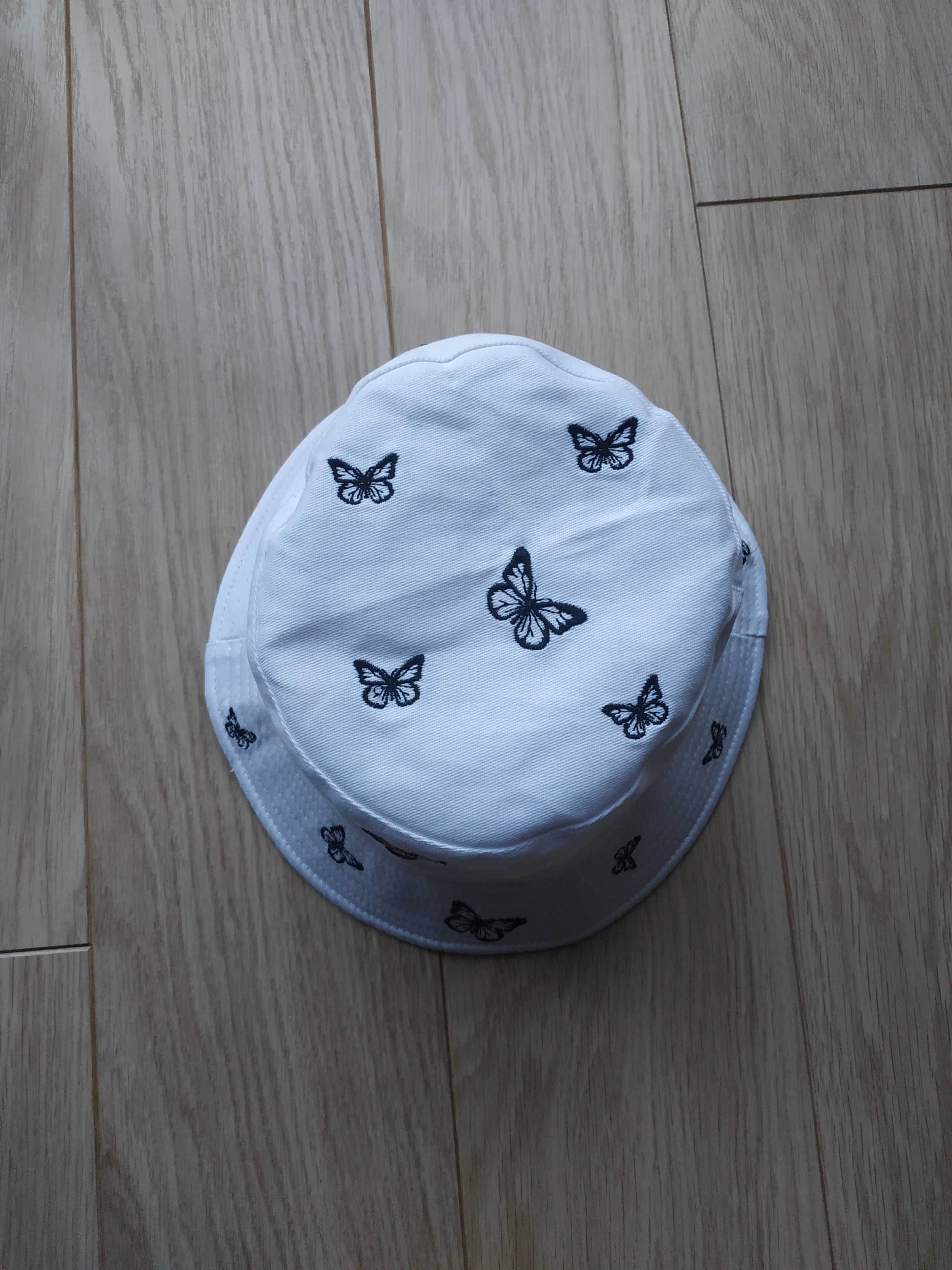 Kapelusz, czapka BUCKET HAT biały w motylki - niezła główka :)