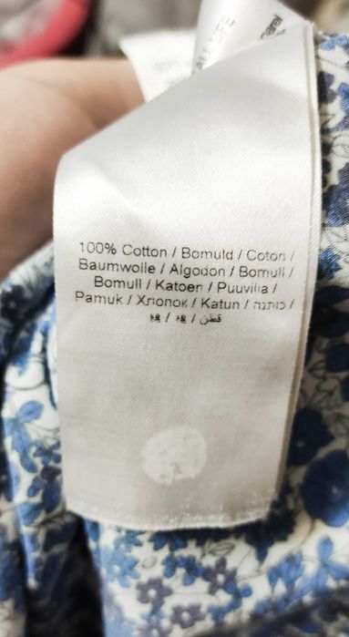 Koszula męska Knowledge Cotton Apparel niebieska kwiaty bawełna