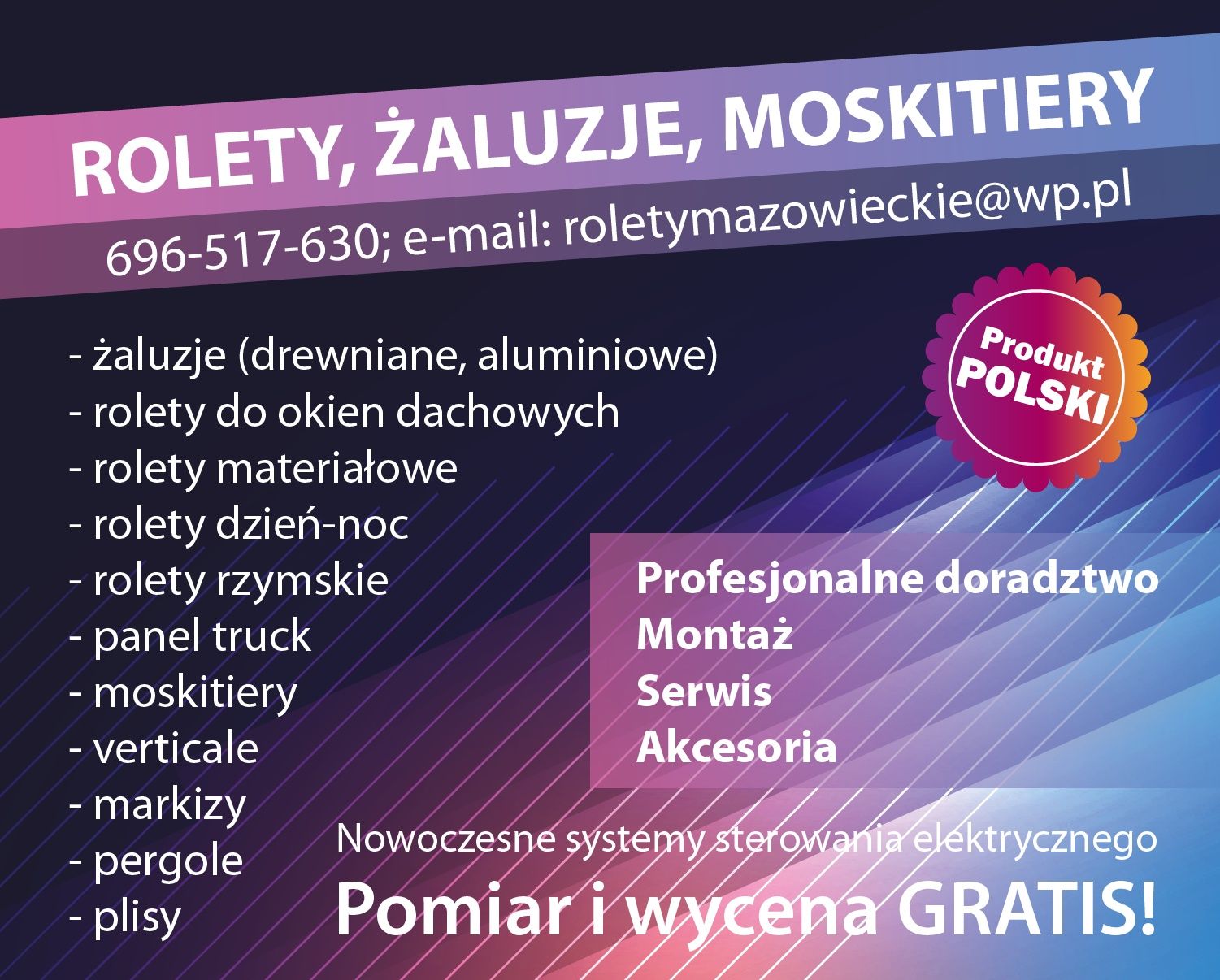 Rolety żaluzje plisy moskitiery