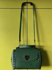 зелена шкіряна сумка