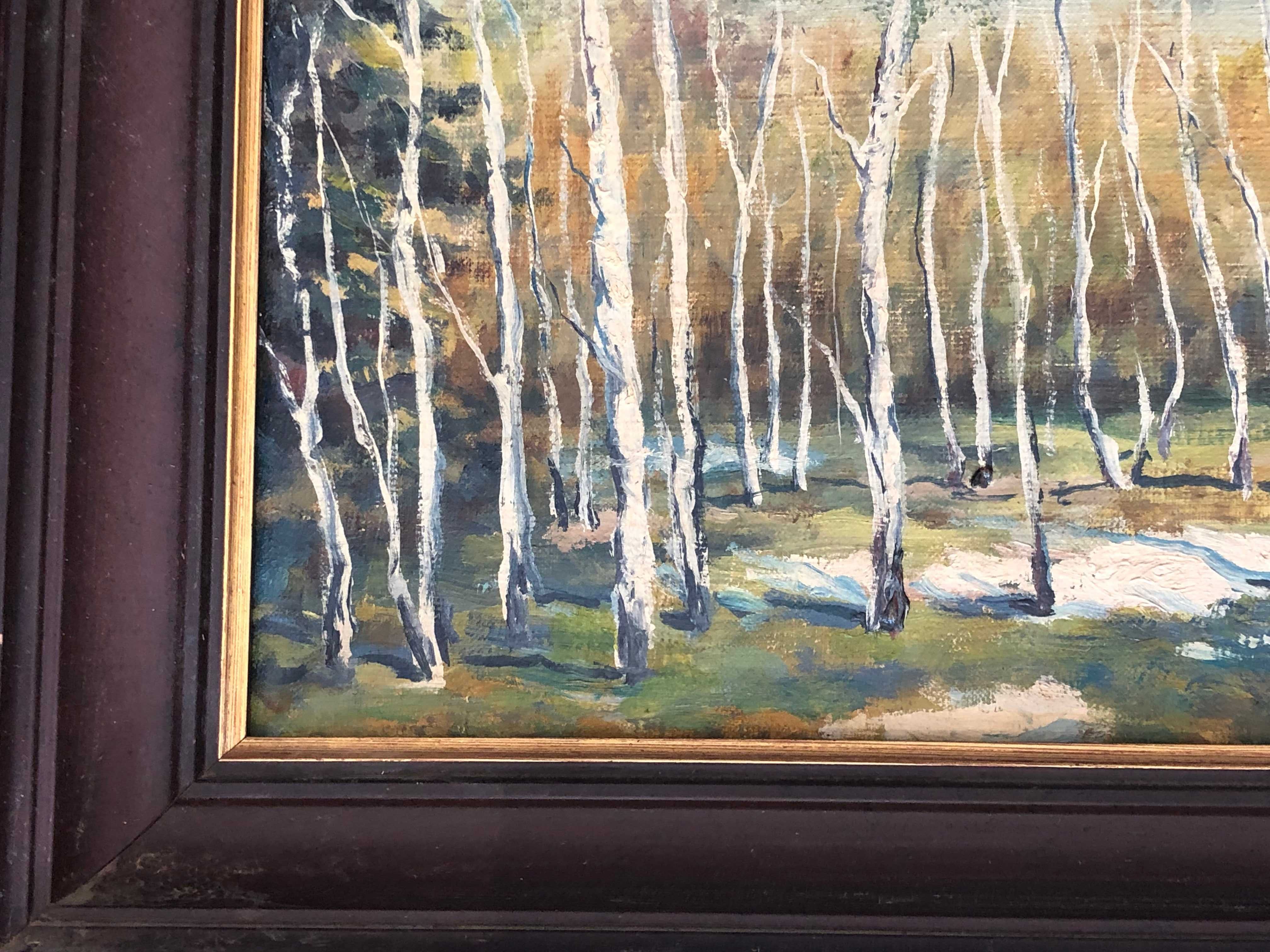 Obraz przedstawiający las brzozowy autorstwa Roberta Deptuły