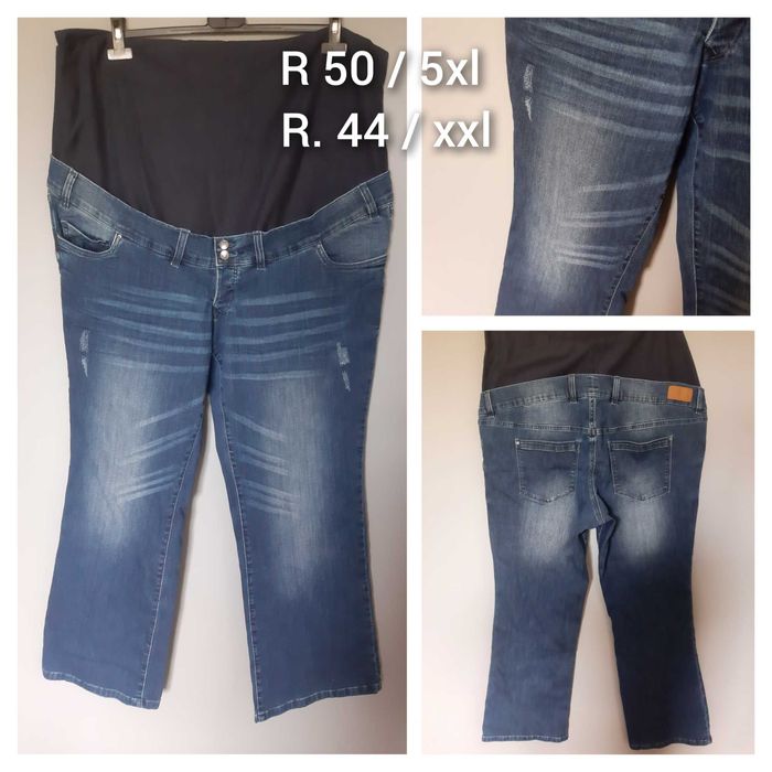 Spodnie jeansy denim ciążowe 44 xxl 50 5xl niebieskie