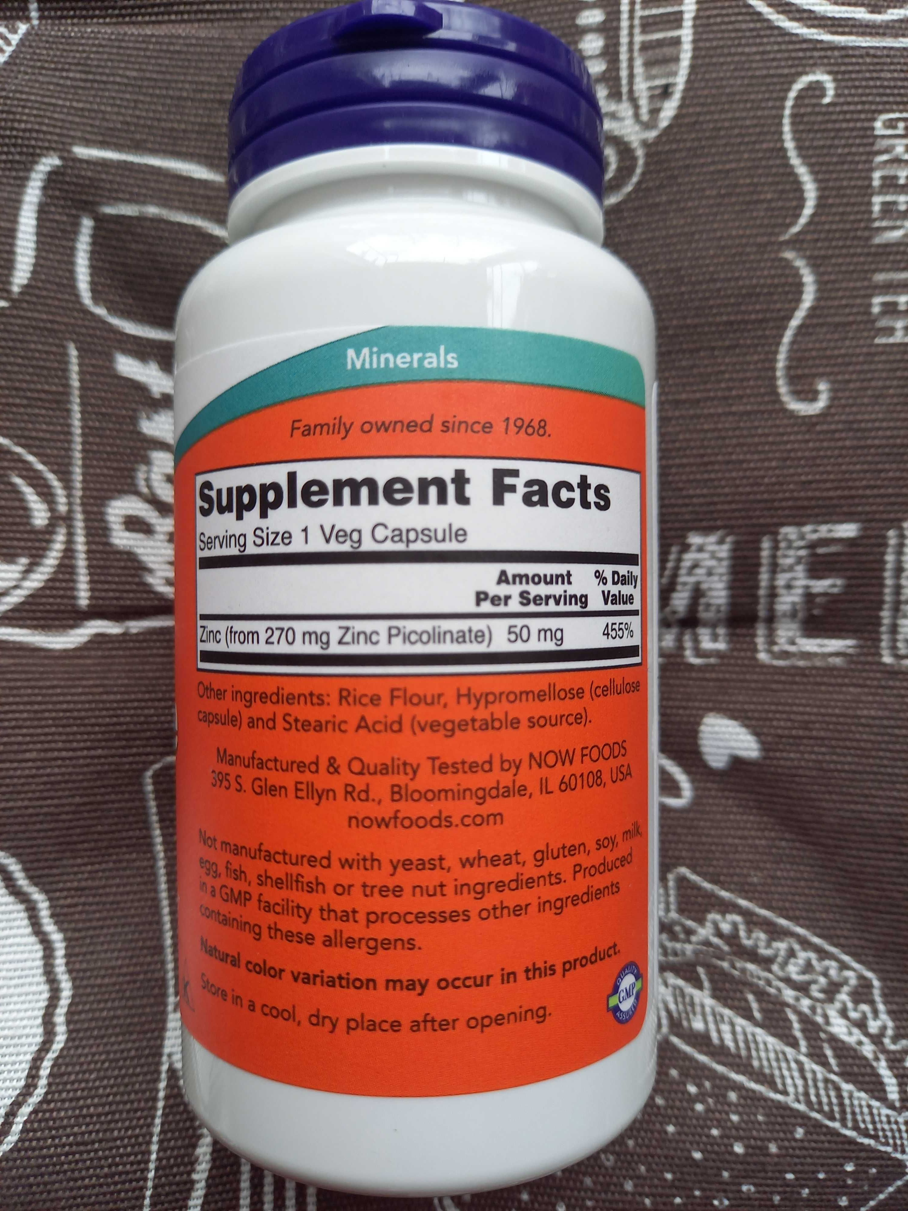 Цинк Zinc пиколинат глицинат Picolinate 30 50 мг Now Foods л оптицинк