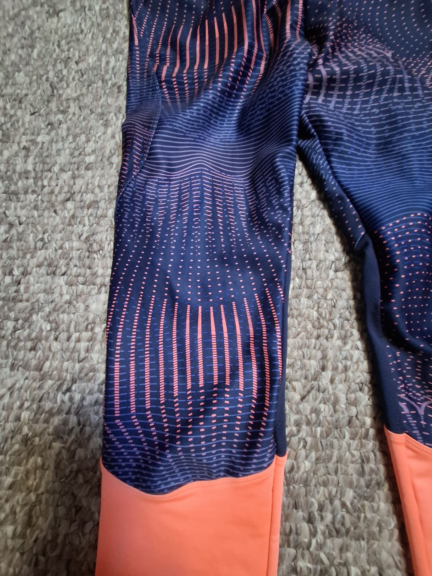 Legginsy pomarańczowo  grananatowe