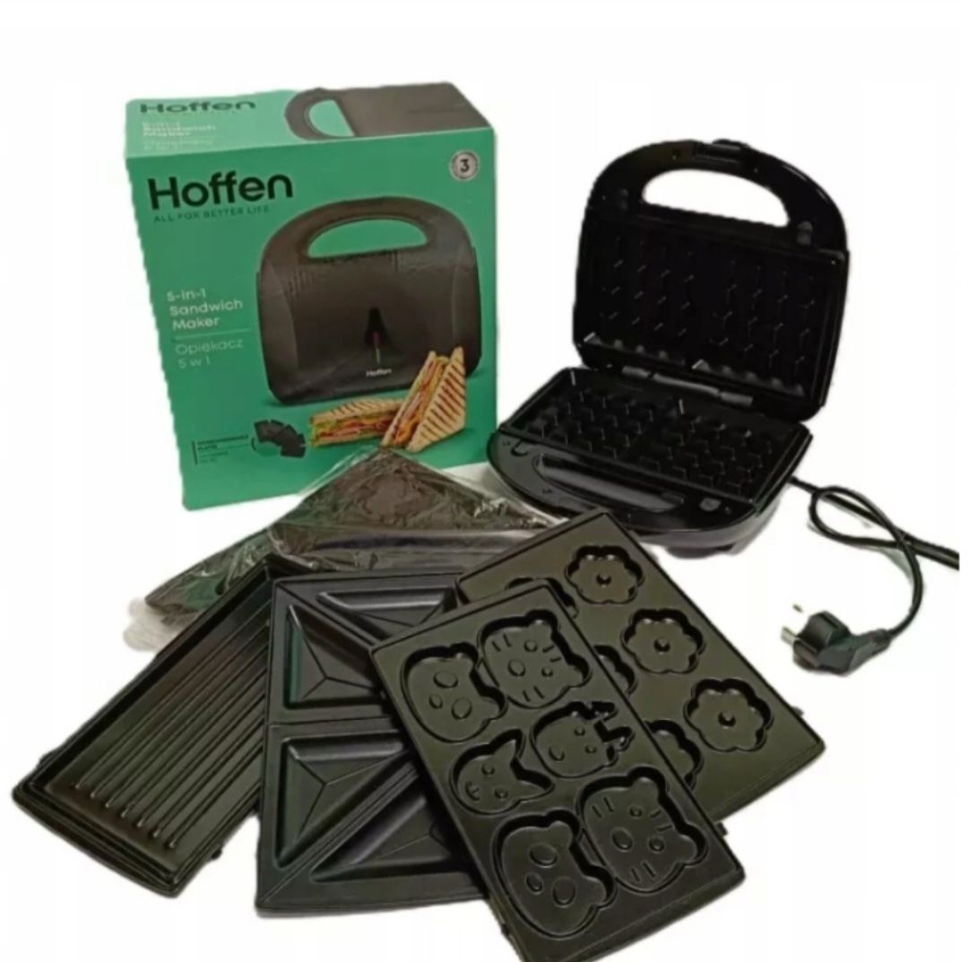Hoffen Opiekacz do kanapek sandwich toster gofrownica grill 5w1 czarny