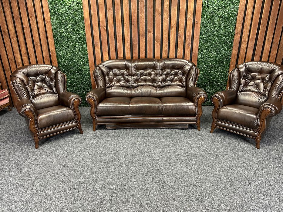 НОВИЙ РОЗКЛАДНИЙ шкіряний комплект 3+1+1 , ІТАЛІЯ. Кожаный диван