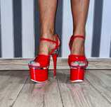 225/ OD RĘKI 37 Czerwone pole dance gogo sandały sandałki 17 cm obcas