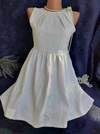 UNITED COLORS OF BENETTON платье 100% хлопок подросток 10-11 лет белое