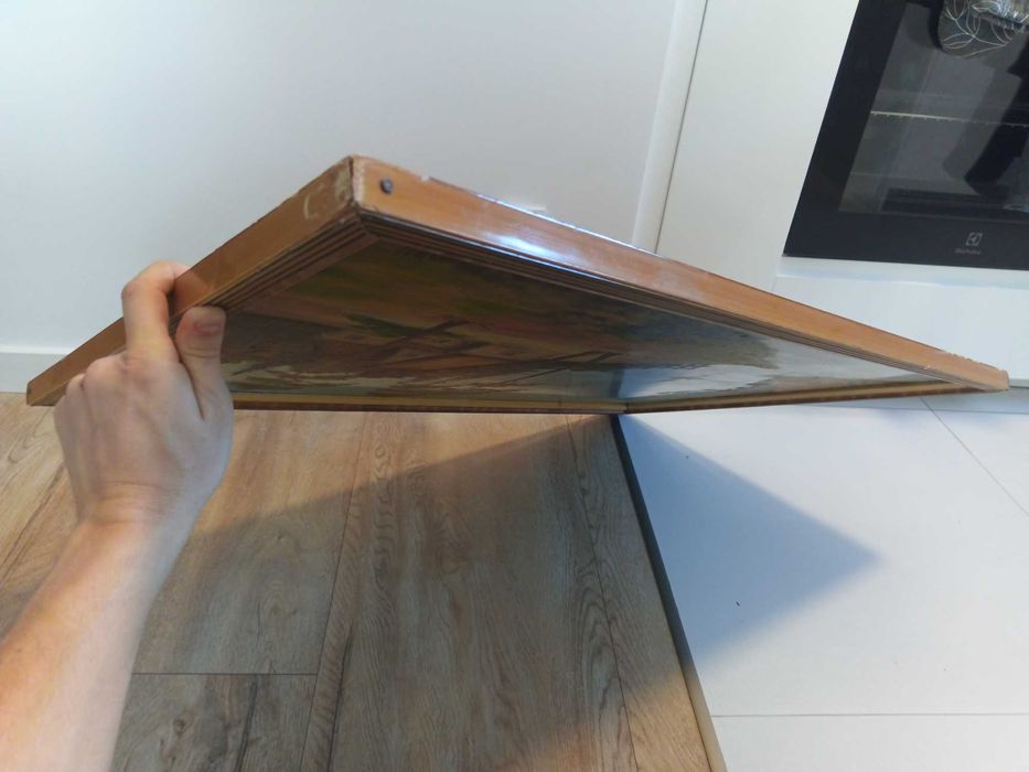 Obraz olejny Chata nad Jeziorem / MK 1984 / drewniana rama / 86 x 56,3