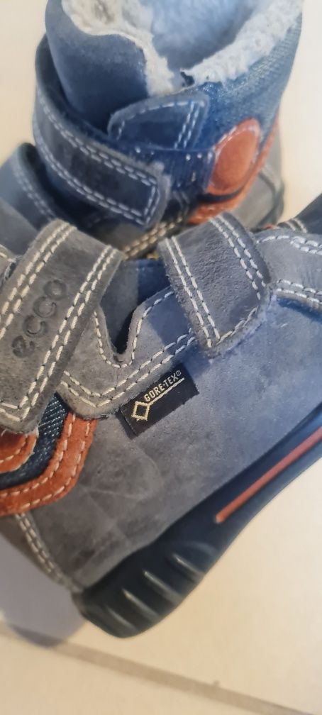 Kozaki buty zimowe Ecco Mimic roz 22 Gore-tex granatowe na rzepy