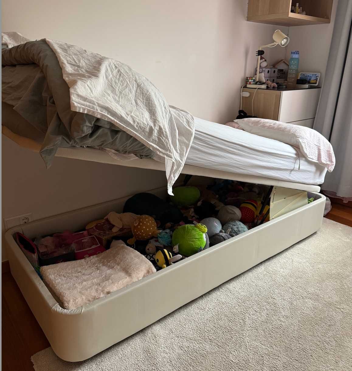 Sommier Solteiro - IKEA KVITSÖY Branco + colchão IKEA HAMARVIK