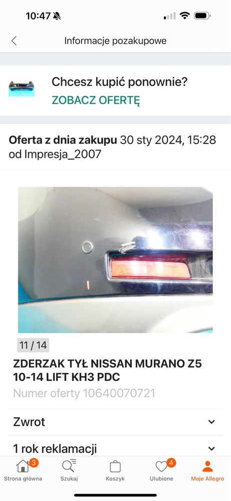 Tylny zderzak Nissan Murano Z 51