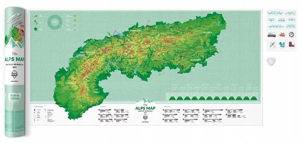 Mapa Zdrapka - Travel Map Alps