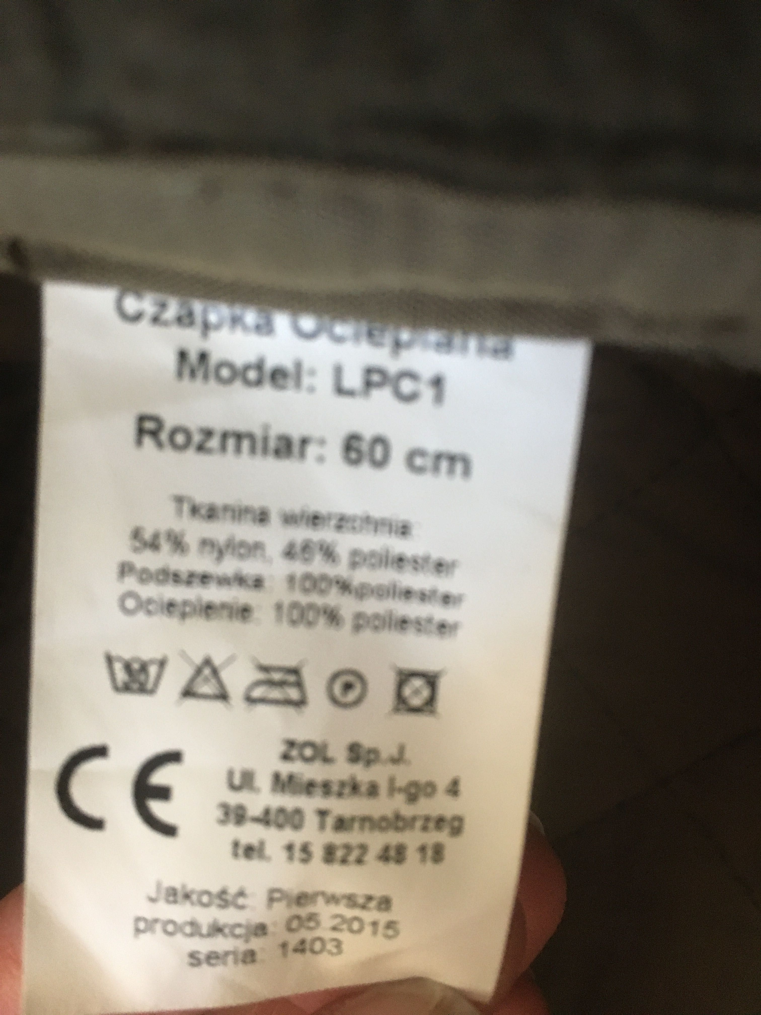 Czapka ocieplana rozmiar 60