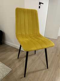 Krzesła tapicerowane żółte musztardowe do jadalni salonu 4szt
