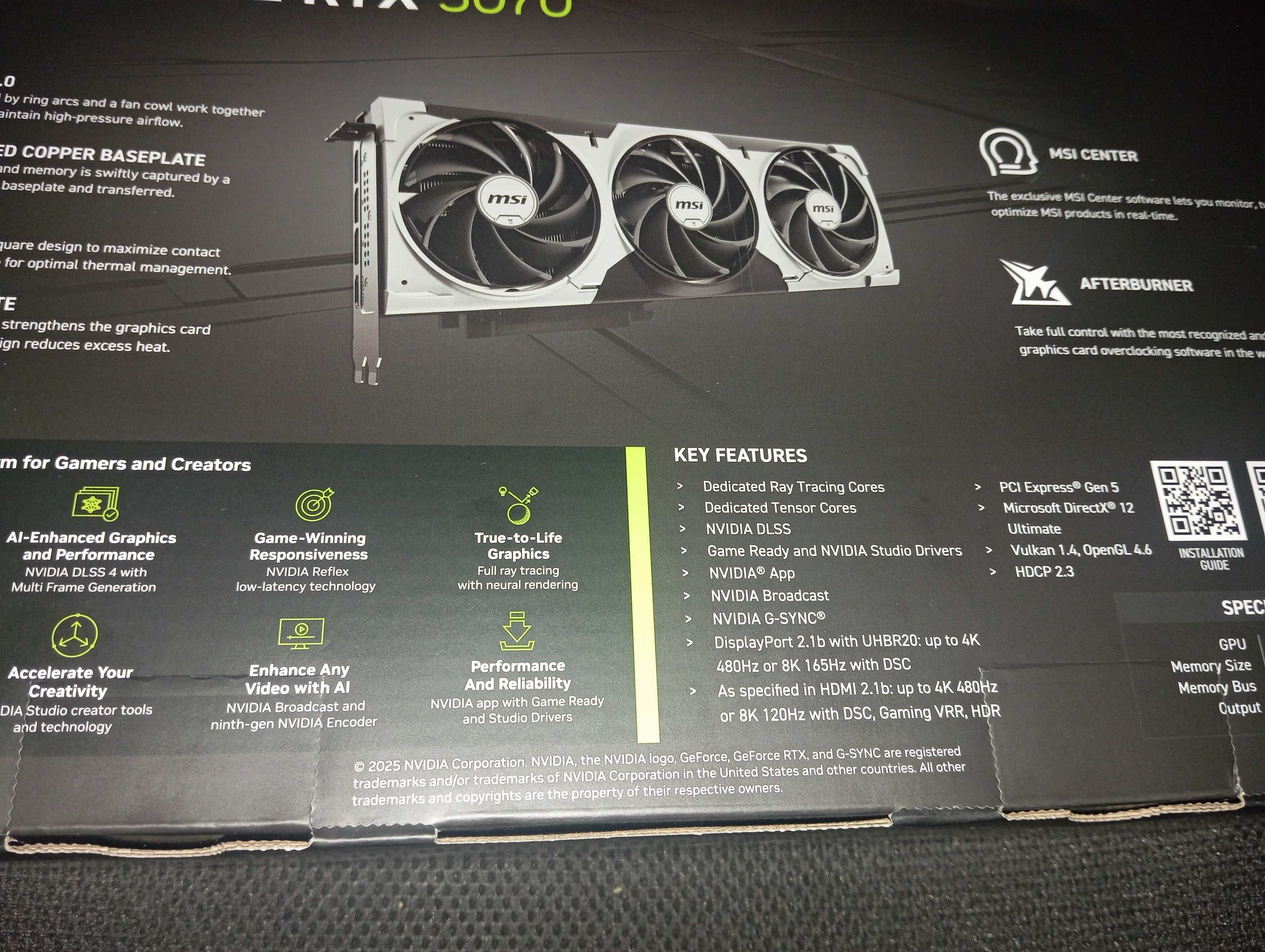 MSI RTX 5070 Ventus 3X oc GDDR7 dlss4 12GB DLSS4