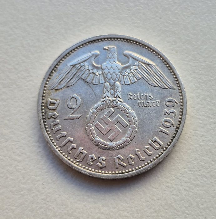 2 марки 1939 р. Німеччина 3 рейх Гінденбург срібло