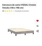 Estrutura de cama VIDAXL Cinzeto Veludo