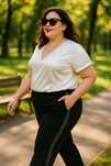 Spodnie Damskie Mw Plus Size Lampas  Roz 48 Pas Od 92Cm