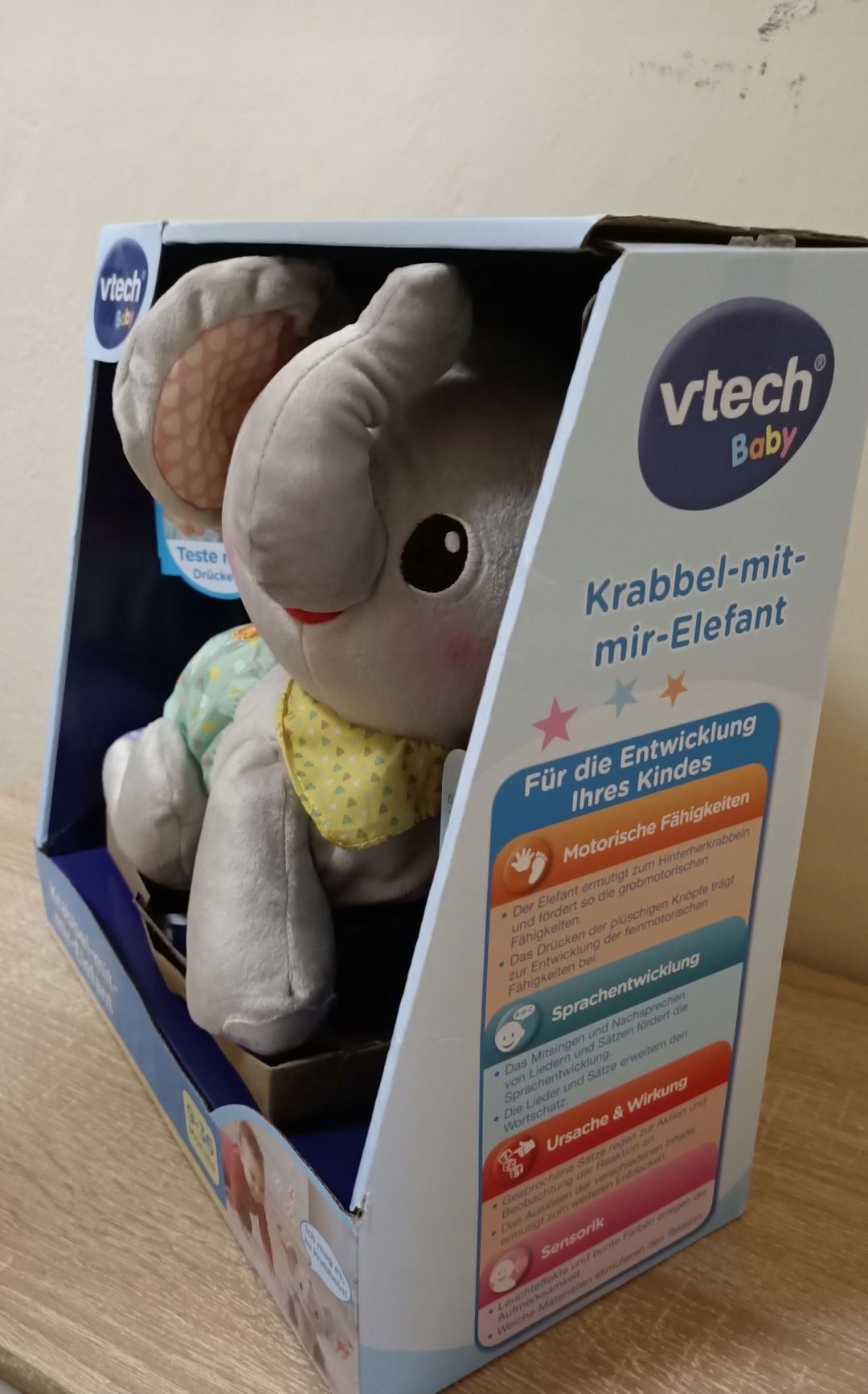 Słoń pluszowy interaktywny pełzający Vtech