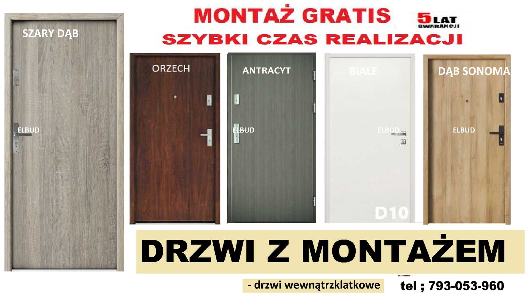 WEWNĄTRZKLATKOWE drzwi wejściowe do mieszania z Montażem- zewnętrzne