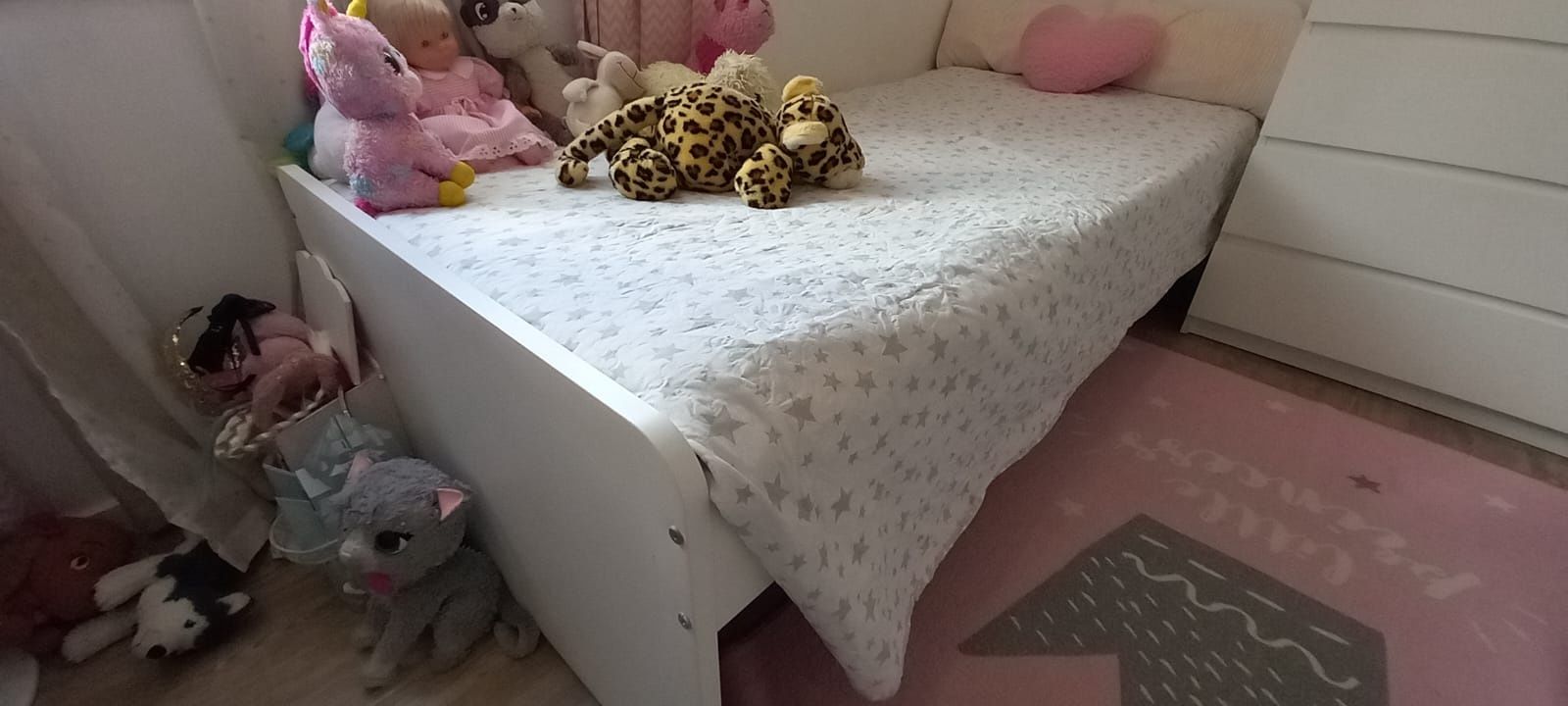 Estr cama c/cama-gavet+arrumação, branco, 90x200 cm