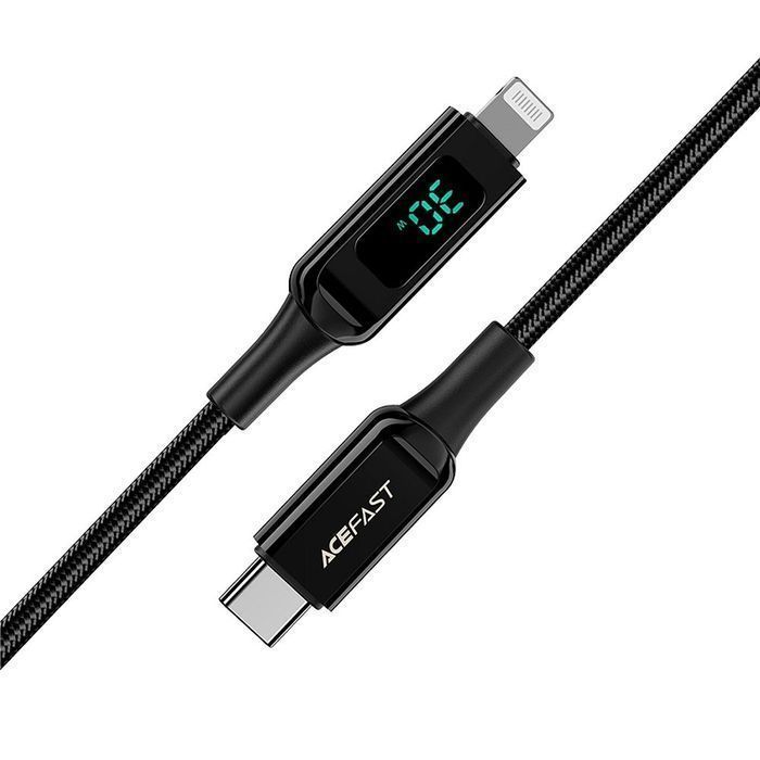 ACEFAST kabel Typ C do Lightning MFi 3A PD 30W LCD C6-01 1,2 m czarny