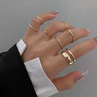 Комплект з 7 ювелірних кілець, металеві круглі жіночі кільця на палець