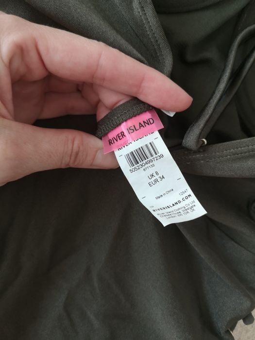 River Island strój kąpielowy jednoczęściowy zielony khaki 34/XS
