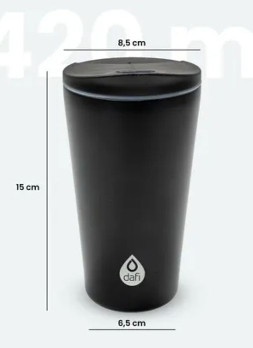Dafi Double Wall kubek termiczny z pokrywką 420 ml czarny termokubek