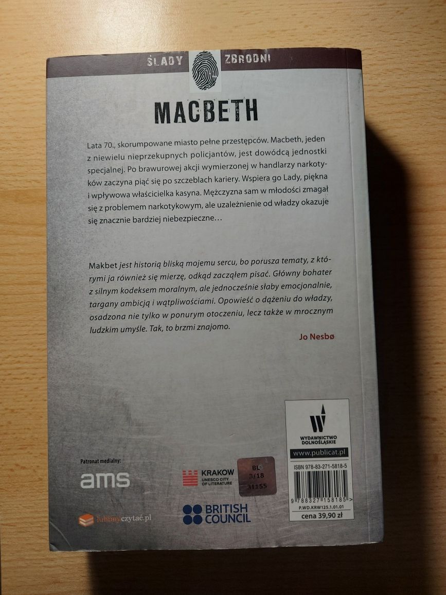 Książka kryminał Macbeth od Joe Nesbo