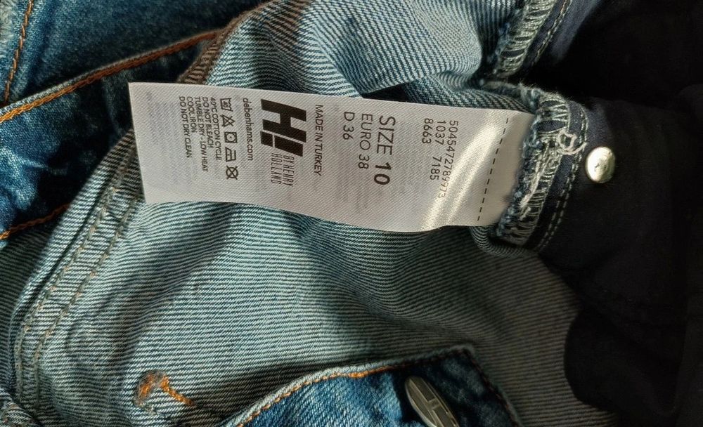 38 spódnica jeansowa jeans szarpana naszywki
