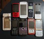 У колекцію лот телефонів Nokia N93i, E51, E65, 6700s, 6300, 5230